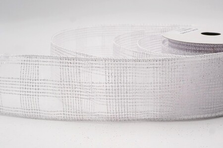 White  Classic Plaid Check Wired Ribbon_KW0464GC-1-1